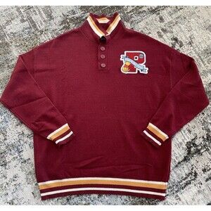 Rare Disney Winnie The Pooh Vintage Knit Rugby Style RED Sweater  Adult Small